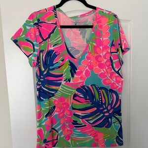 Lilly Pulitzer Pink and Green V-Neck Tee